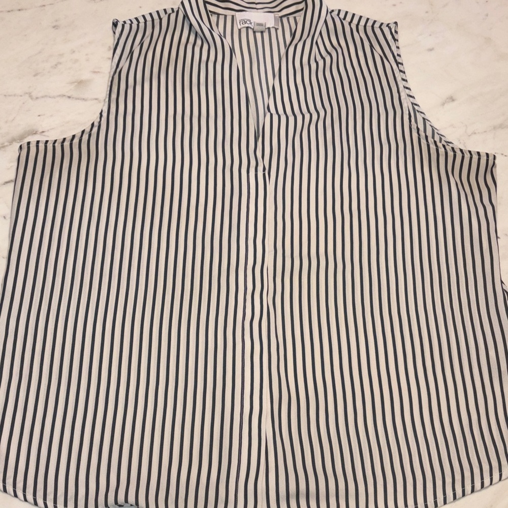 Nordstrom rack Sleeveless Gray and White Striped Blouse size XL